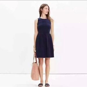 Madewell cotton fit and flare navy dress with pockets